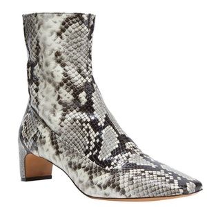 Maison Margiela Square Toe Leather Python Ankle Booties; Size 36